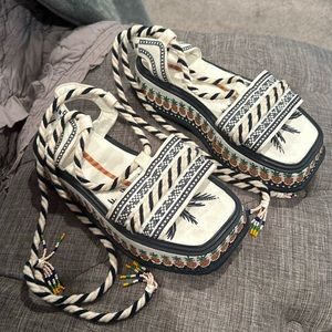 Farm Rio platform wrap sandal